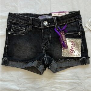 Black Distressed Denim Cut-Off Shorts